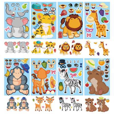 Jungle Forest Animal Cartoon Stickers for Kids DIY Puzzle Creative Children Activity
