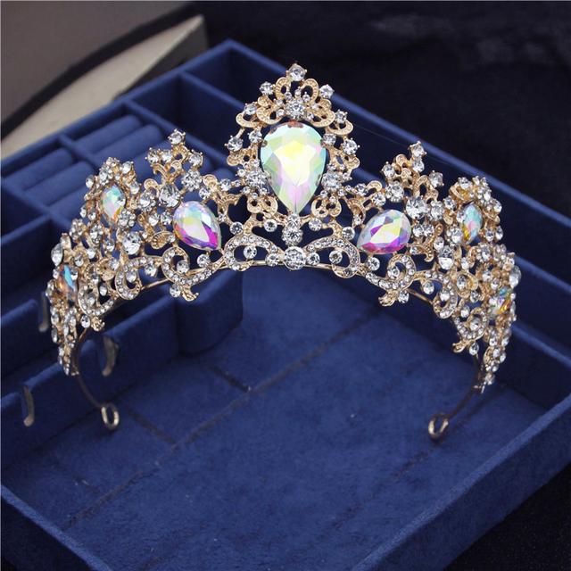 Barokk Nydelig Crystal Brude Tiaraer Dronning Krone Hodeplagg Prinsesse Brud Diadem Ball Bryllup Hår Smykker konkurranse