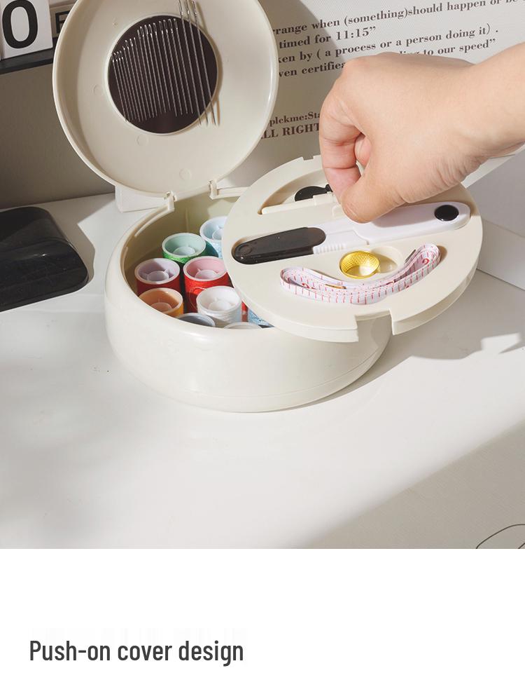 Magnetic Needle and Thread Box: Household Sewing Kit with Press-to-Open Design
