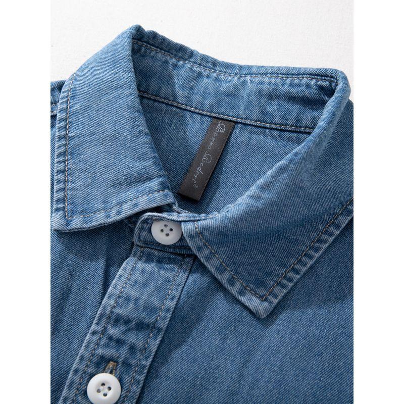 Long Sleeves American Minimalist Autumn Casual Denim Shirt
