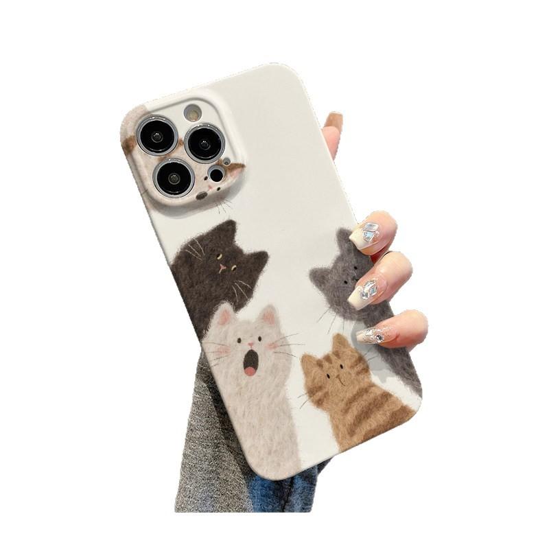 Five cats are suitable for Apple 17promax cartoon cute iPhone16Pro lens all-inclusive 15 new models