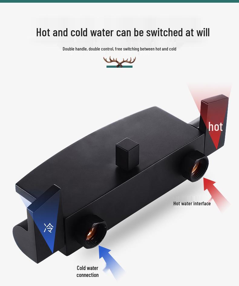 Waterfall Wall-Mounted Bathtub Faucet with Concealed Hot/Cold Shower Head Set