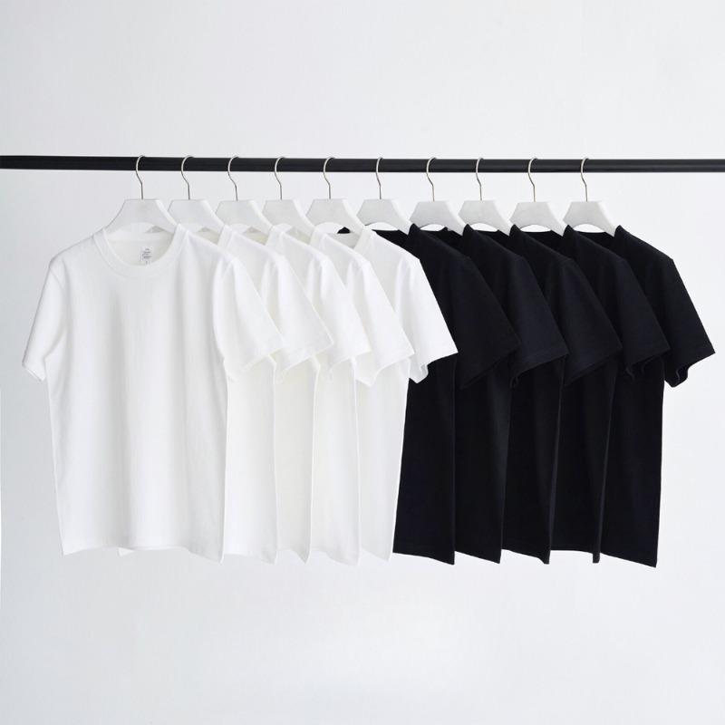Summer Short Sleeve Cotton Loose Casual T-shirt for Women Men Round Neck Solid Base Women's T Shirt Elegant Fashion Simple Office Lady Tee Tops 26051