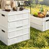 Foldable Storage Box with Wood Lid Stackable Collapsible Crate Heavy-Duty