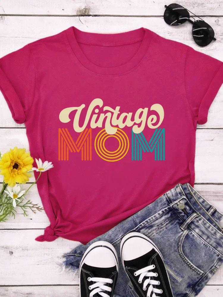 Vintage Mom Letter Print Women T Shirt Short Sleeve O Neck Loose Women Tshirt Ladies Tee Shirt Tops Clothes Camisetas Mujer