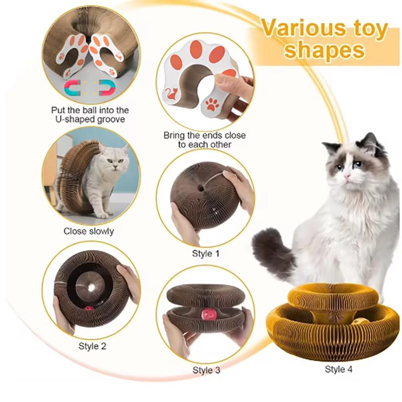 Cat Toy Magic Cat Scratch Organ Board with Ball Cat Grinding Claw Cat Climbing Frame Kitten Round Corrugated Cat Scratching Toy