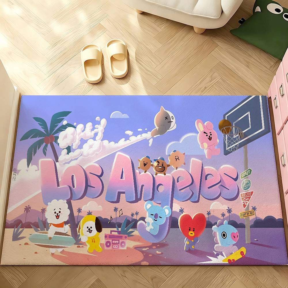 Cute A-bt21S Cartoon Carpet Bathroom Anti-slip Mat Door Mat Home Decoration Mat Entrance Door Mat Scratch-resistant Door Mat