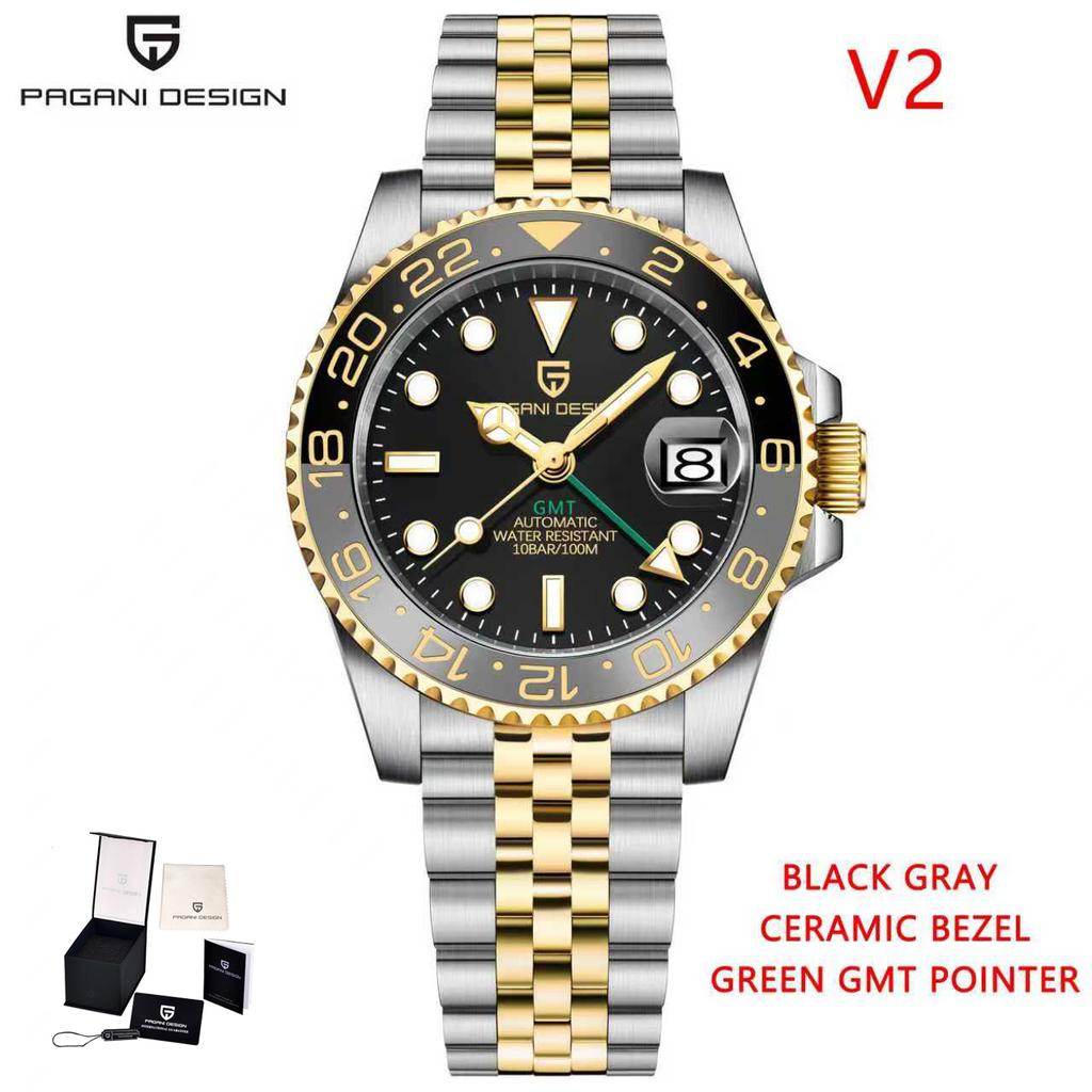 Pagani Designs New GMT Men's Mechanical Watch Luxury Sapphire Stainless Steel Ceramic Bezel Business Men's Automatic Watch