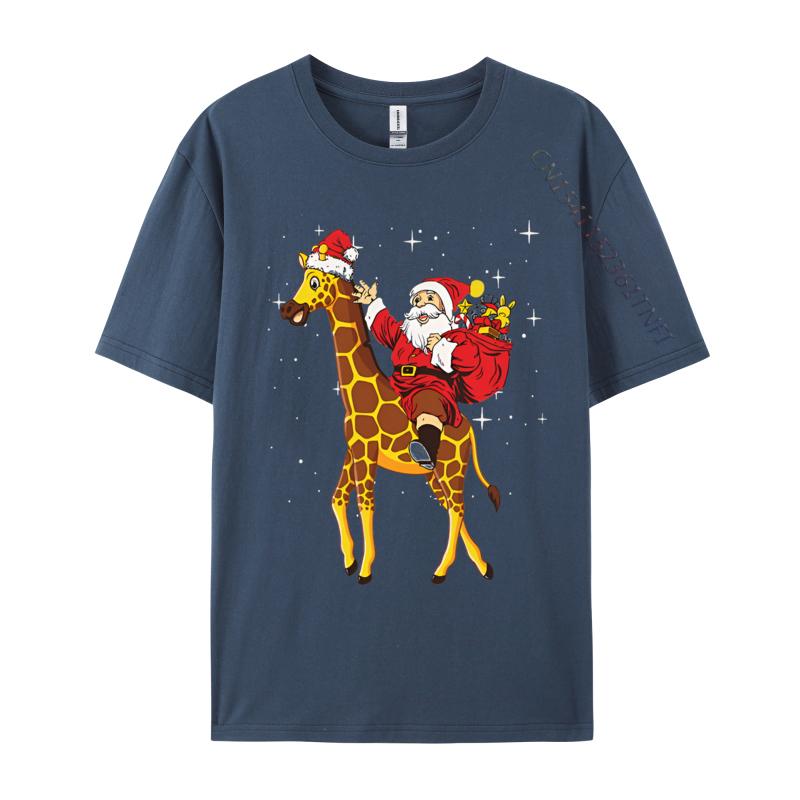Christmas Giraffe Santa Claus Riding Tshirt Unisex Funny Tshirt Printed T Shirts Casual Oversized Tees