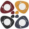 4/8pc Set Placemats with Coaster PU Leather Nordic Style Tableware Pad Coffee Table Non-Slip Waterproof Washable Kitchen Mats