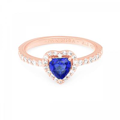 Pandora 188421c01 Timeless Sparkling Blue Elevated Heart Rose Ring