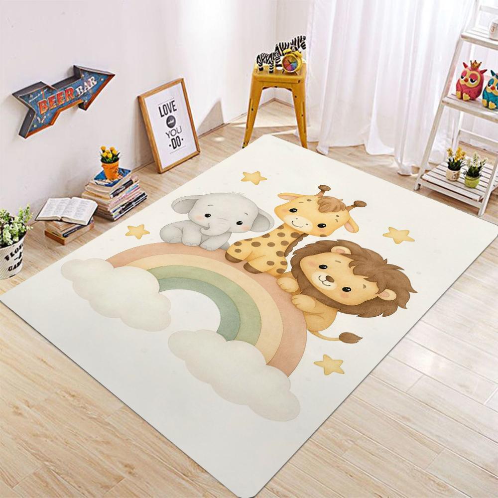 Cartoon Animal Carpet Mat Carpet Giraffe Elephant Pattern Children's Room Room Crawling Mat Bedroom Home Decoration Floor Mat