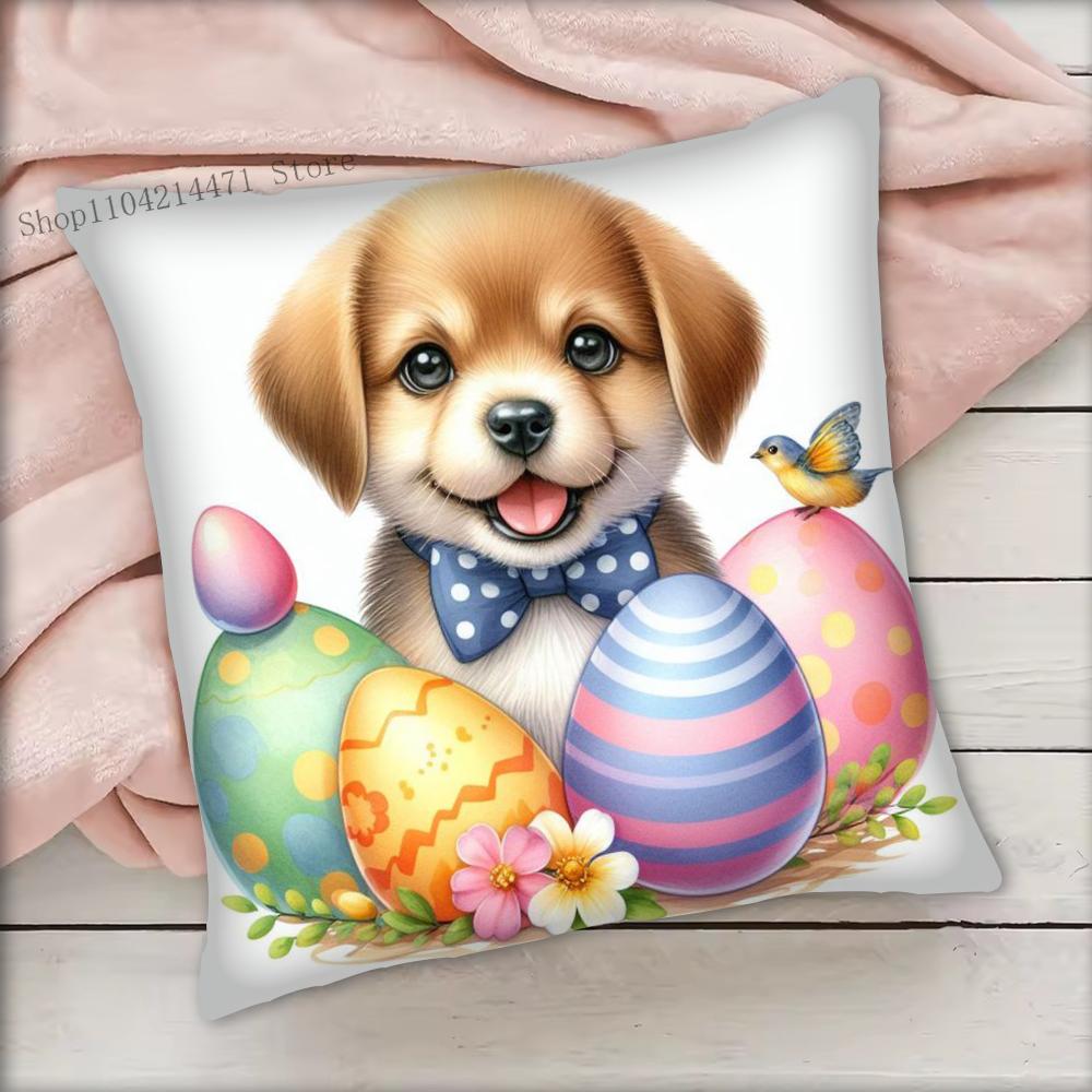 1pc Easter Puppy Cat Egg Pillow Case Square Bedroom Sofa Leisure Comfort Cushion Car Living Room Home Decoration
