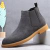 Bottes Homme Cuir Véritable Gris Italien Hiver Affaires à Enfiler Botte Haute Britannique Bottes Pointues Peau de Vache Homme Bottes Chelsea Daim