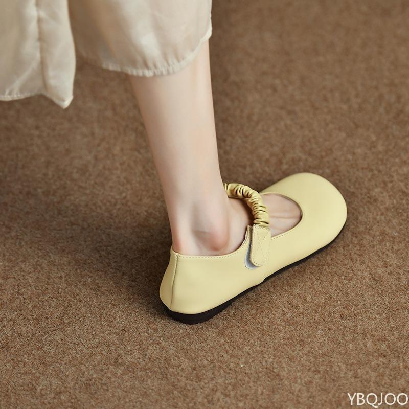 Scarpa singola minimalista a fondo piatto per donna in primavera estate carina suola morbida casual versatile comoda piccole scarpe in pelle