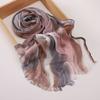 New Fashion Cotton Blend Hijabs Scarf Woman Graduated Color Striped Women Headscarf Retro Versatile Printing Long Shawl