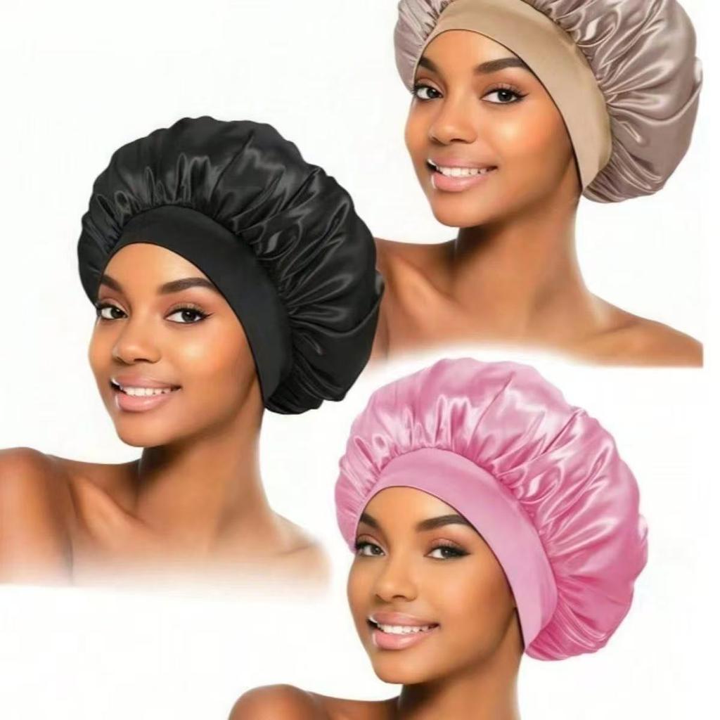 European and American Fashionable Women's Sleep Cap, High Elasticity Cap, Postpartum Hair Care Cap, Satin Wide Edge Sleep Cap