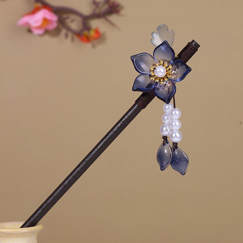 Vintage Tassel Wooden Hairpin for Women - Imitation Ebony Hanfu Accessory, Ancient Style Costume Hairpin