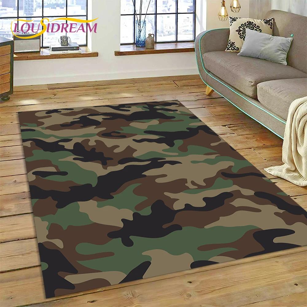 2025 Colorful Camo Green Camouflage Carpet Rug for Living Room Bedroom Home Sofa Decoration Play Area Rug Non-slip Floor Mat