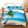 Beach Setting Sun Duvet Cover Set Tropical Island With The Palm Tree And Sea Beach Nature Theme Queen Size Quilt Cover
