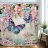 Floral Butterfly Shower Curtain Spring Pink Blue Vintage Flowers Purple Lavender Weeping Wisteria Blossom Envelope Bathroom