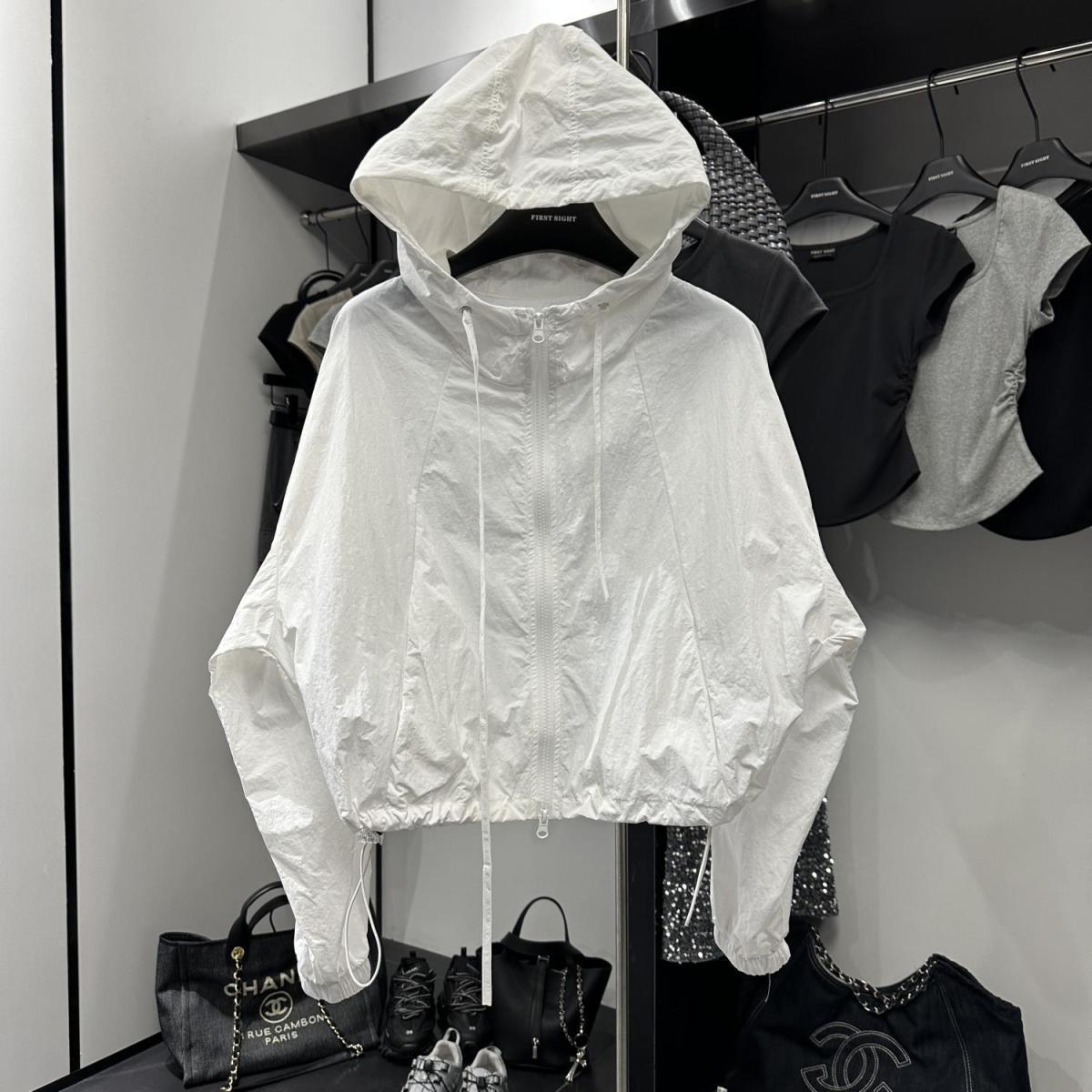 

3 цвета куртки женские летние укороченные для отдыха солнцезащитные с капюшоном тонкие свободные винтажные чистые базовые верхняя одежда High Street College Fashion 2XL белый