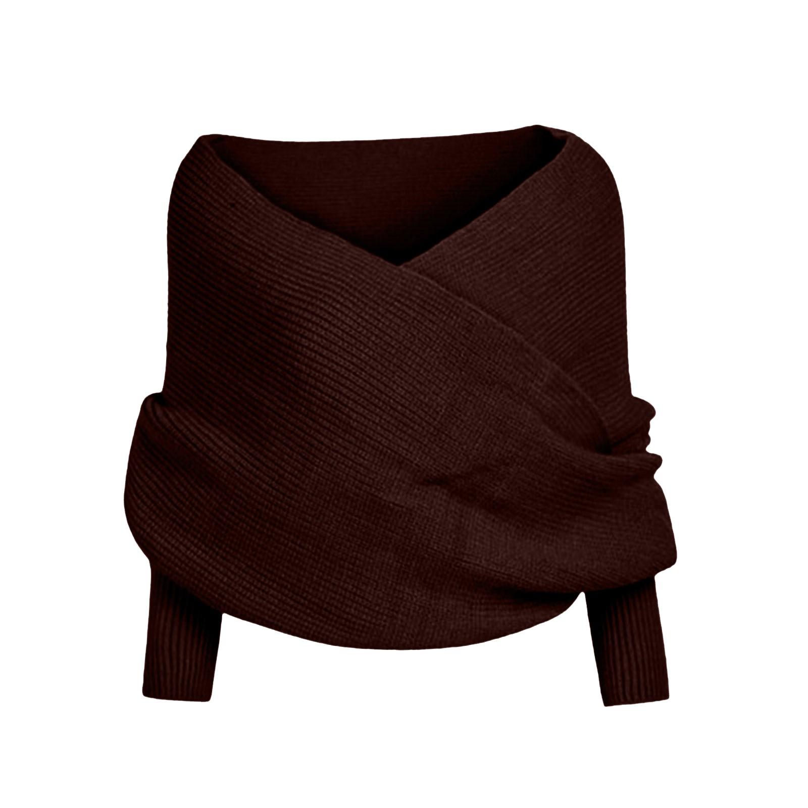 

В язаний в язаний шарф, в язаний шарф з рукавами для жінок, в язаний в язаний шарф, шарф з рукавами One Size кавовий