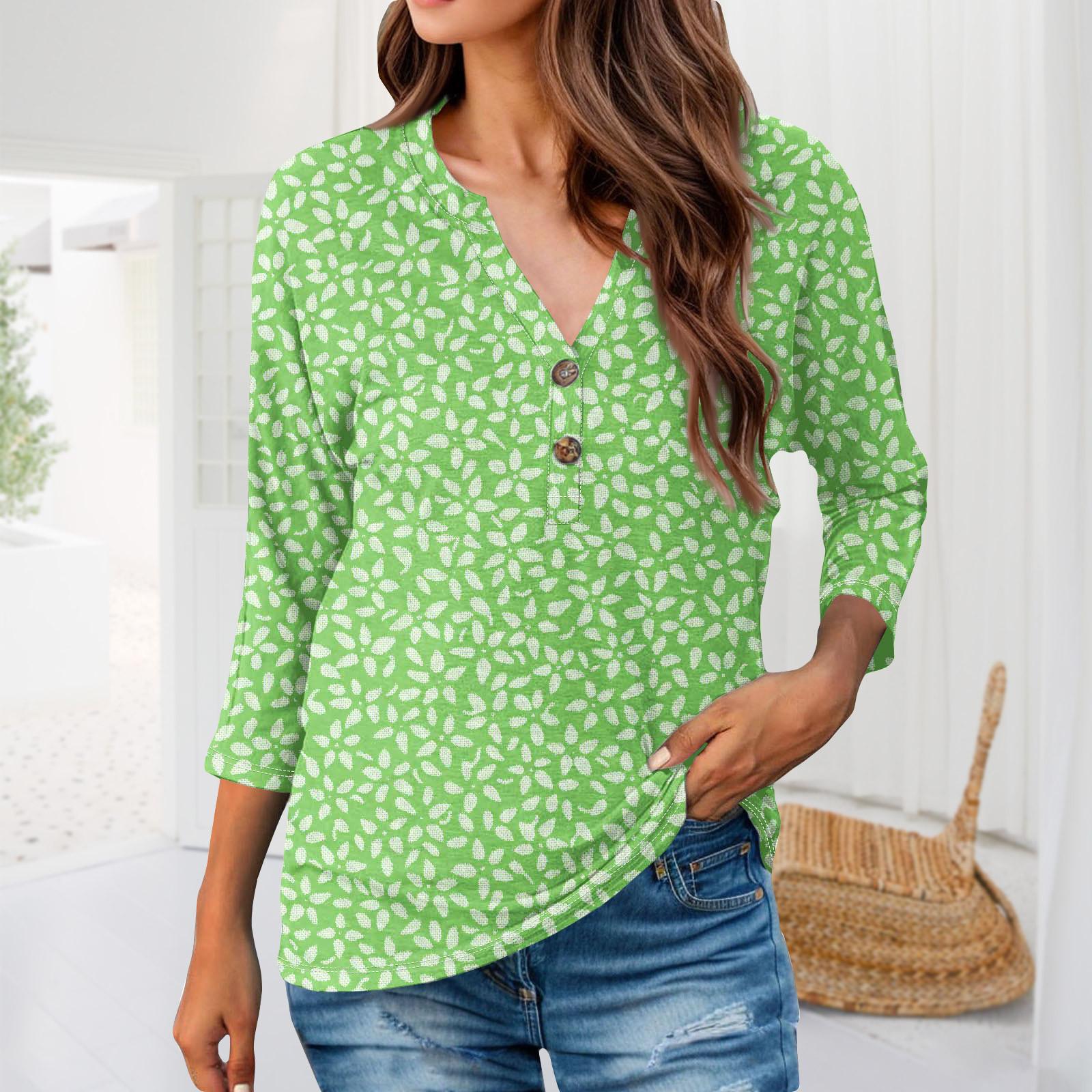 

Женские футболки с рукавами 3/4, полосатый лоскутный пуловер, летние весенние топы, блузки, женские летние топы L зелёный