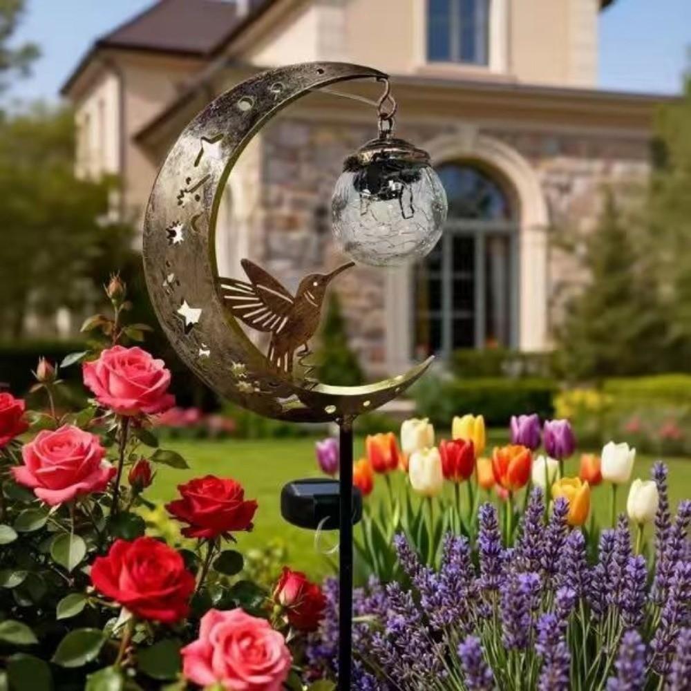 Floor Insertion Hummingbird Moon Light Solar Powered Lawn Lamp Pathway Patio