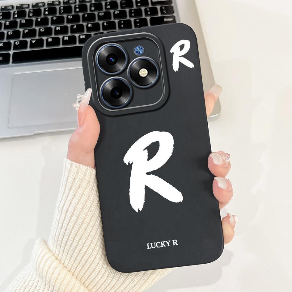 For Tecno Spark Go 2024 Case BG6 BG6i Pop 8 Simple A Z Letters Silicone Camera Protection Funda On Tecno Spark 20 20C Back Cover