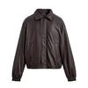 Pingtai European and American men's lapel dark brown imitation leather padded jacket, cotton clothing pu leather jacket, coat