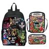 Gorillaz UK Virtual Band Printed Cartoon Backpack 3-Piece Set School Bag Lightweight Large Capacity