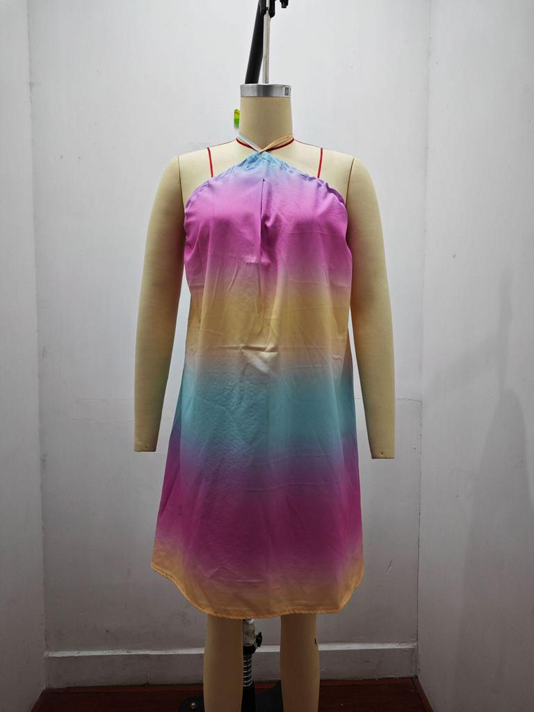 Summer Off-the-Shoulder Halter Lace-Up Loose Women's Dress