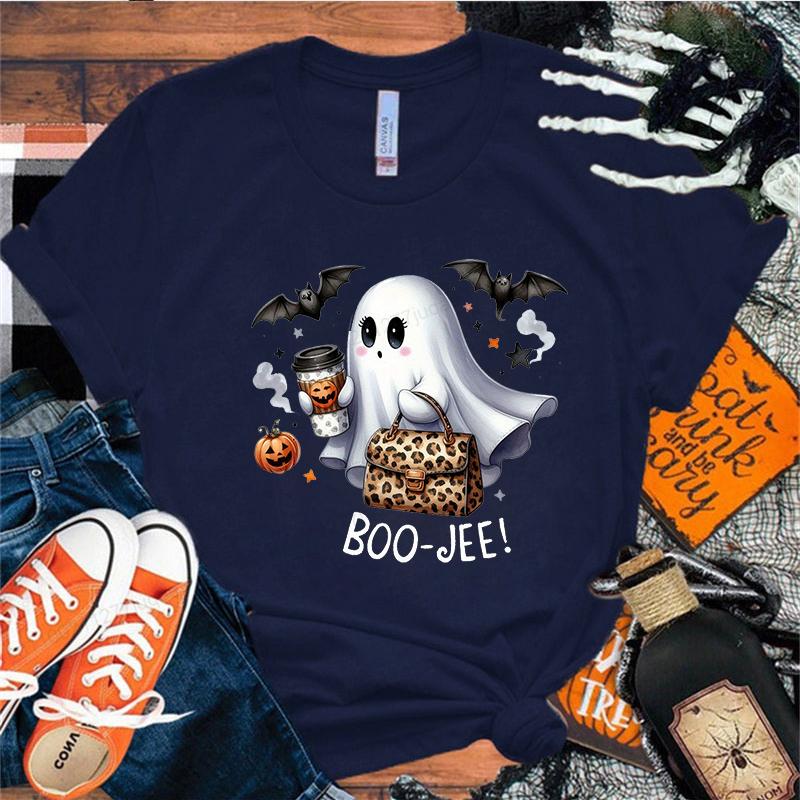 

Women Cute Boo Halloween Graphic Print T-shirt for Women Girl Short Sleeve Crew Neck Casual Top for Summer Women s Tee Clothing 4XL