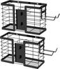 2Pcs Heat-Resistant Hair Tool Organizer, 3-in-1 Metal Wall Mount Holder for Blow Dryer Flat Iron Curling Wand, Bathroom Storage