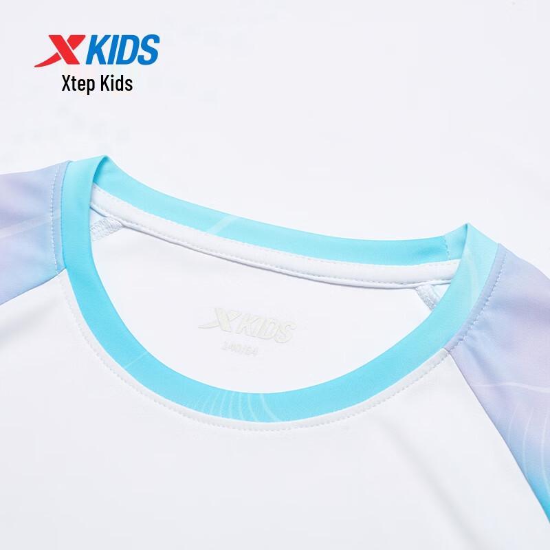 XTEP Girls' High Elastic Quick-Dry Gradient Print Short Sleeve Knit Shirt