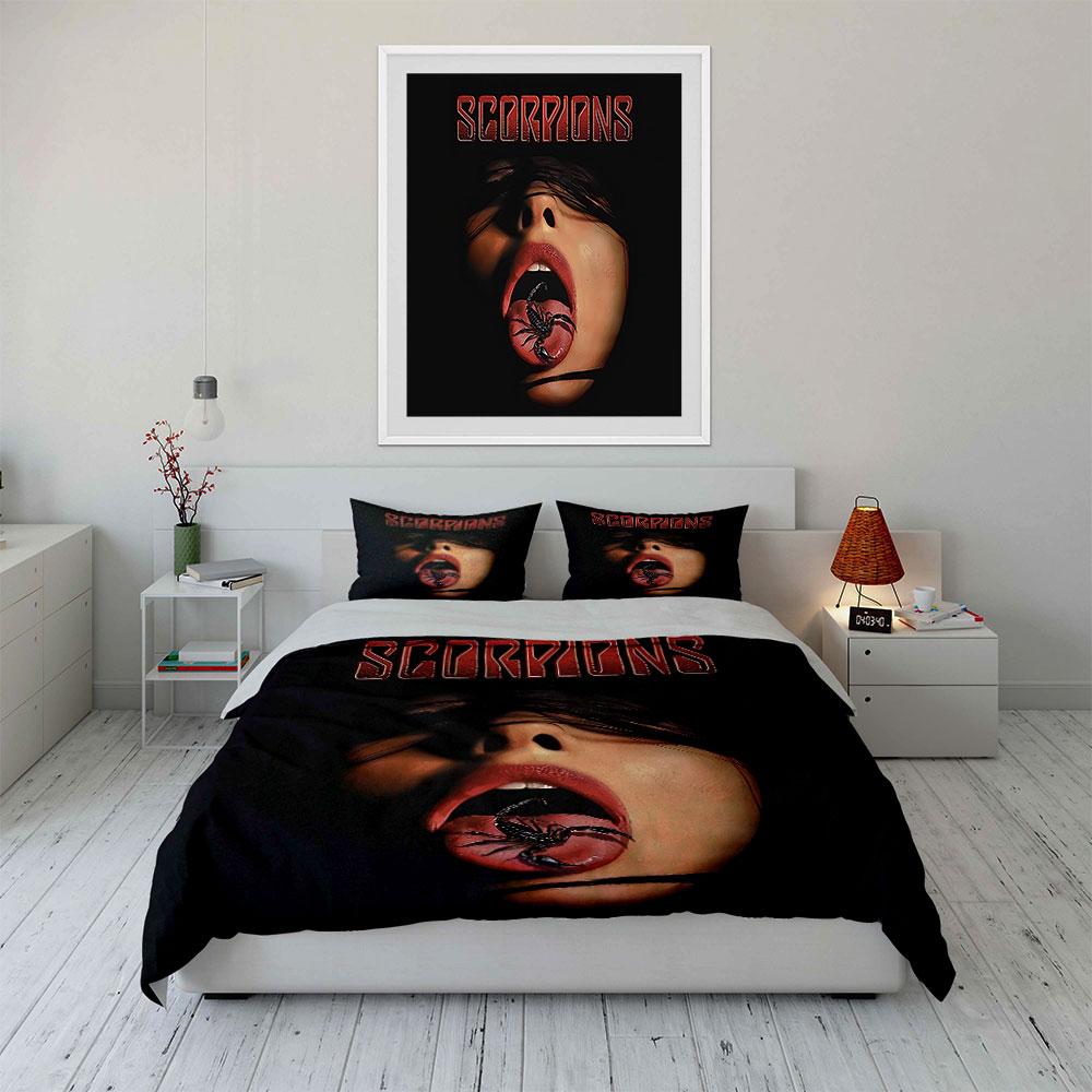 Scorpions Logo Tongue Design Bedding Duvet Cover Set Duvet Cover Pillowcases (1*Duvet Cover 2*Pillowcases, without duvet insert)