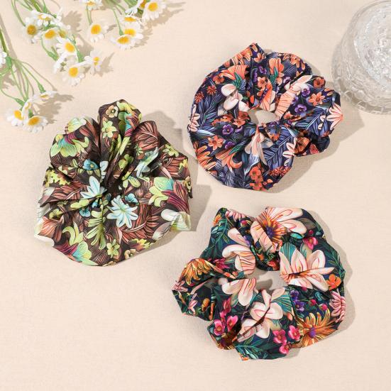 Hair Elastic Band High Elasticity Floral Pattern Adjustable Fit Hair Tie Non-Irritating Scalp Hair