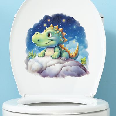 Dream Star Empty Dinosaur Toilet Stickers Bathroom Home Decoration Wall Stickers Self-adhesive