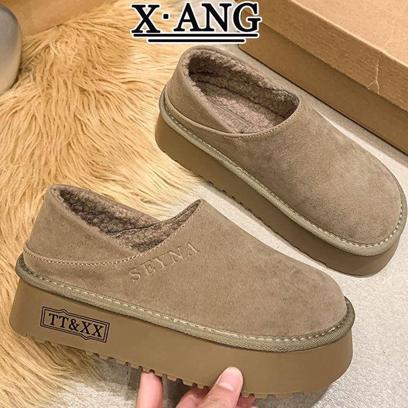 

thick-soled two wear all-inclusive women s autumn and winter new velvet warm bread cotton shoes and one pedal snow boots 35