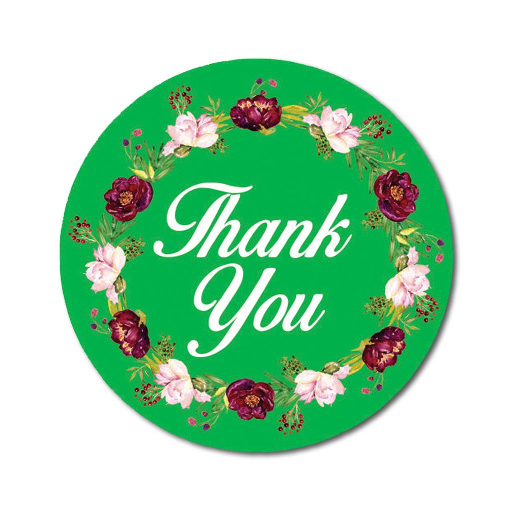 Darling Souvenir 45 Pcs Floral Wreath Round Thank You Black Stickers Envelope Seals-1.6