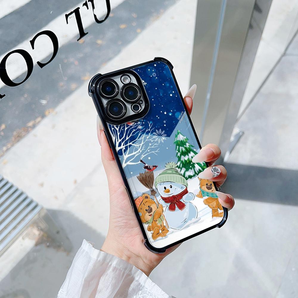 Ae108 Happy New Year Merry Christmas Electroplated TPU Phone Cases for Xiaomi 11 Lite Redmi Note 13 Pro 12C 9S 14C Huawei Four Corner Protection Cover