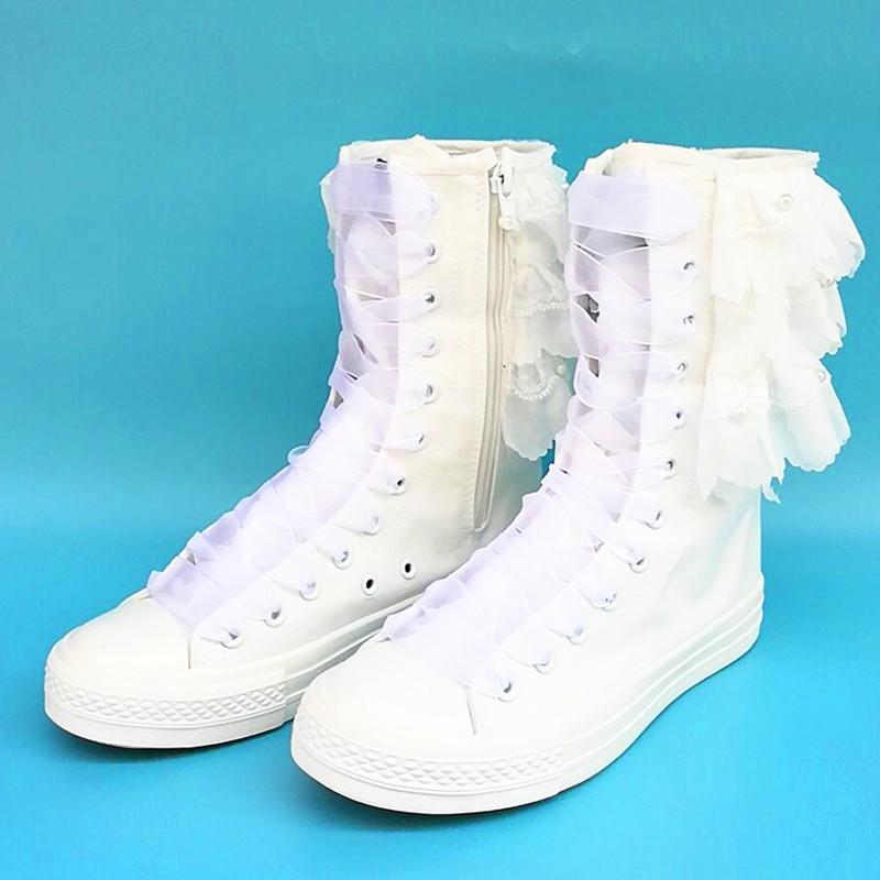 New casual shoes women s canvas shoes women s mid-tube board shoes flat-soled dance shoes versatile women s shoes Size 34 flat heel