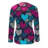 Leopard Print Heart Valentine's Day Pattern Zipper T-shirt Casual Long-sleeved Top Suitable for Spring and Autumn Suitable for Home and Outdoor Wear