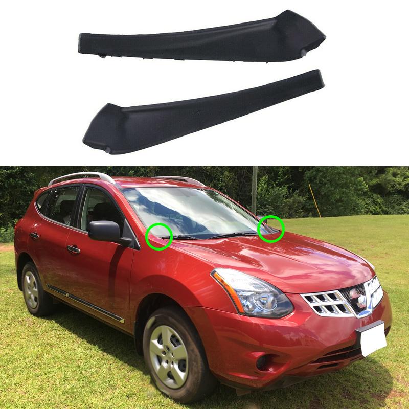Pair Car Front Side Windshield Wiper Cowl Extension Trim Cape Black Grille Outer Cover for Nissan Rogue 2014-2020 Exterior Parts