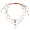 Retro Ethnic Style Irregular Gravel Pendant Necklace, Adjustable Wax Line Crystal Fringed Necklace