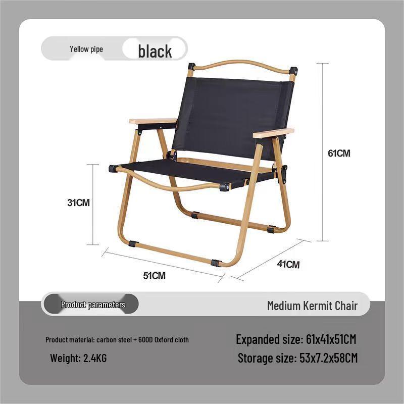 Přenosné skládací venkovní křeslo s opěrkou pro kempování, piknik, grilování, rybaření a kreslení