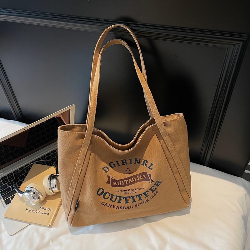 2025 New Autumn Shopping Bag Large Capacity Canvas Bag Casual Portable Shoulder Women's Bag Simple Tote Bag Women's