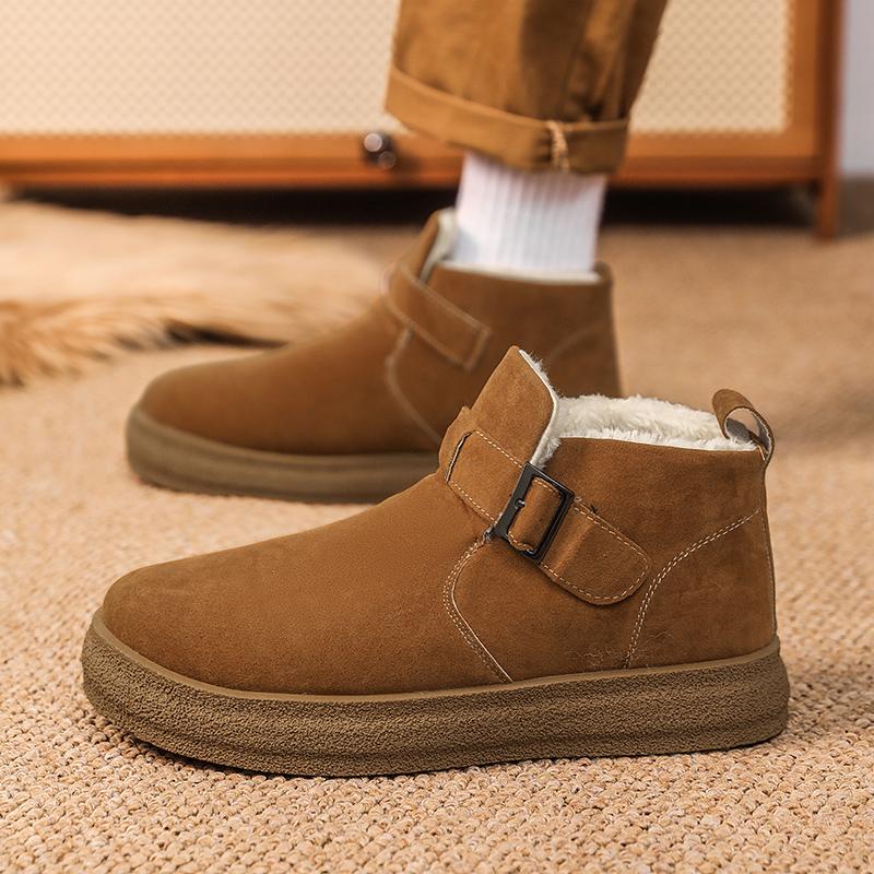 Men's Winter Casual Fashion Anti Slip Hight Top Wear-resistant Thick Soled Outdoor Cotton Shoes Plush Comfort Indoor Tide Shoe