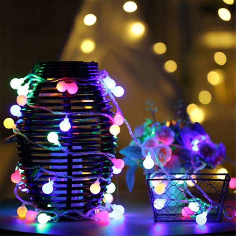 Garland 3M 5M 10M AA Battery LED Ball String Lights Christmas lights Indoor Garland On Batteries Wedding Xmas Decoration light